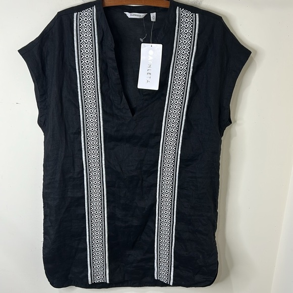 NWT ATHLETA Column Embroidery Luxe Kaftan Linen Beach Pool Size XS - Picture 14 of 15